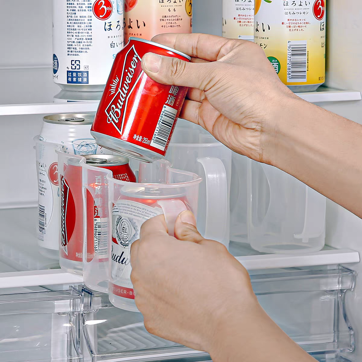 Clear Fridge Organizer Bin Can Holder Storage Box for Kitchen & Pantry