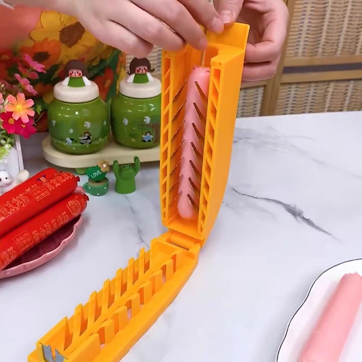 Sausage Slicer Machine 🌭 Easy Flower-Cut Tool for Hot Dogs & BBQ