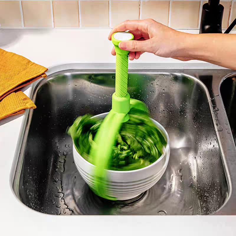 Rotating Salad Spinner Fruit & Vegetable Washer Drain Basket Kitchen Tool