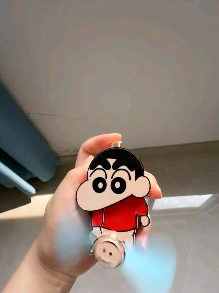 Crayon Shin-chan Handheld Fan 🌬️ Cute Cartoon Double-Blade Manual Summer Fan