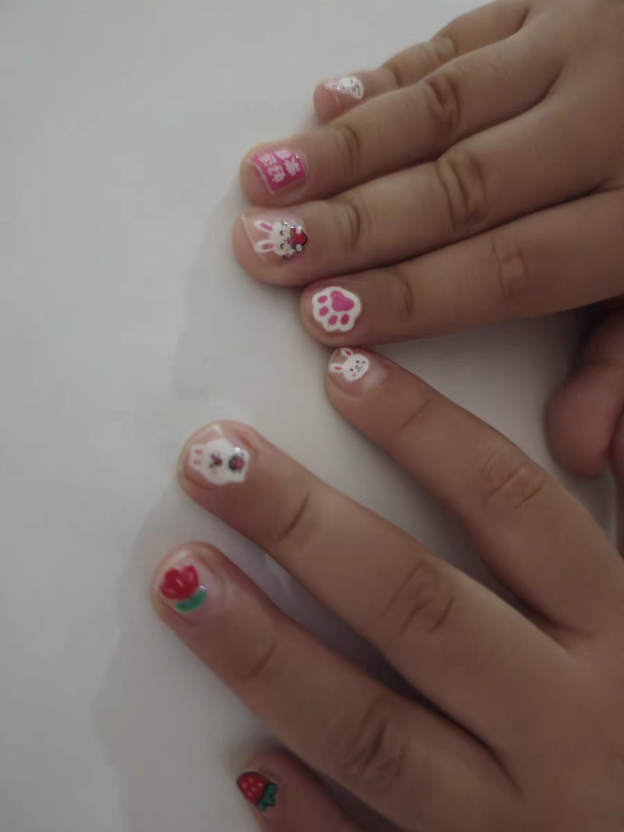 Kids Cartoon Nail Stickers 🐰 Waterproof Princess Bunny Nail Art for Girls