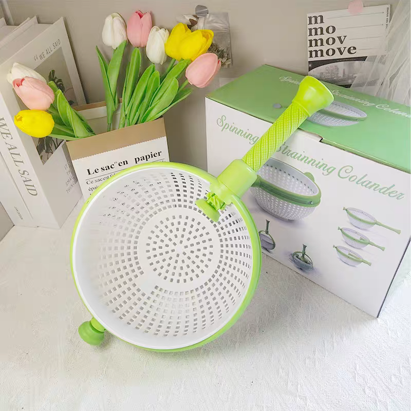 Rotating Salad Spinner Fruit & Vegetable Washer Drain Basket Kitchen Tool