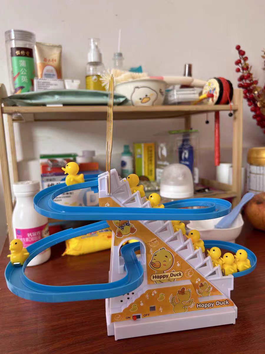 Baby Duck Climbing Stairs Toy 🐥 Electric Slide & Music Track Playset