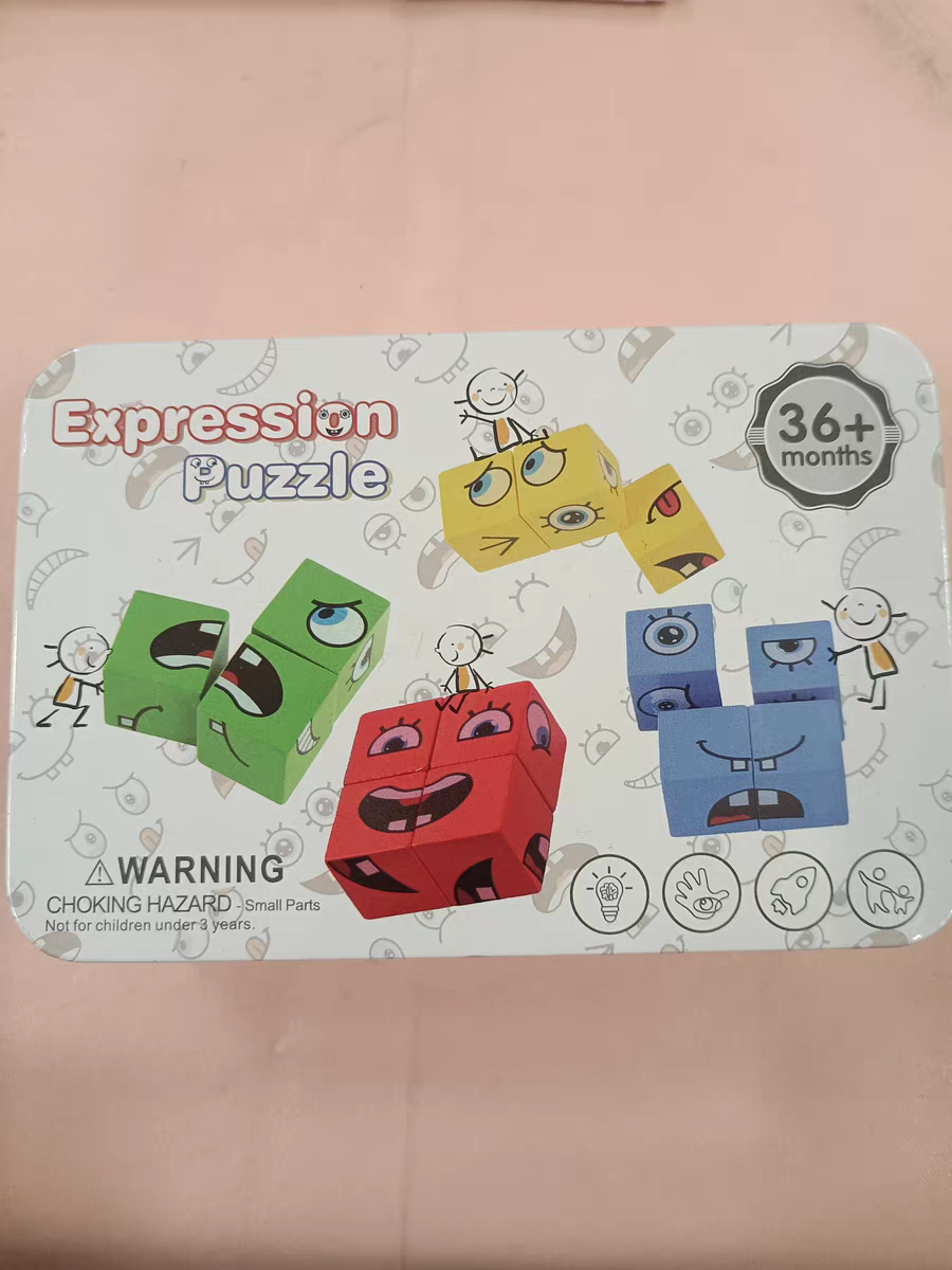Face Changing Cube Game 🎭 Wooden Puzzle Blocks Kids Family Party Toy
