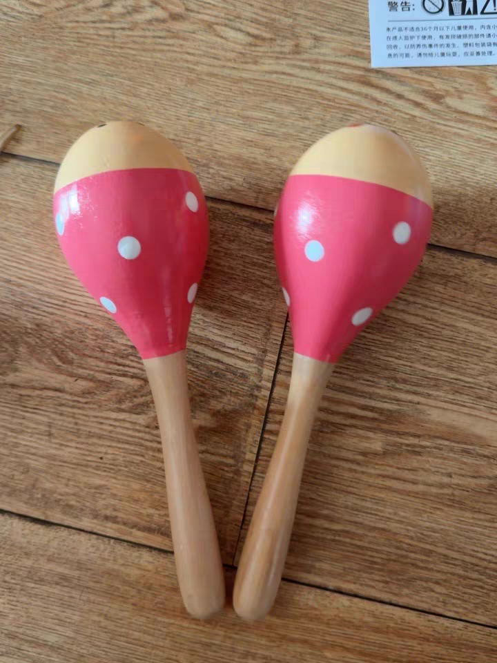 Wooden Baby Maracas Rattle 🎶 Red Egg Shaker Rhythm Toy for Kids & Toddlers
