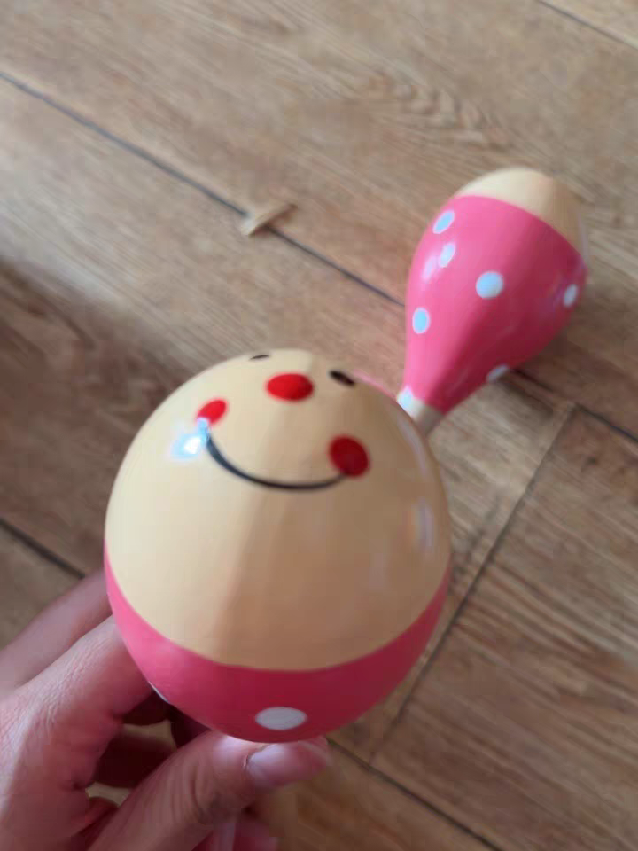 Wooden Baby Maracas Rattle 🎶 Red Egg Shaker Rhythm Toy for Kids & Toddlers